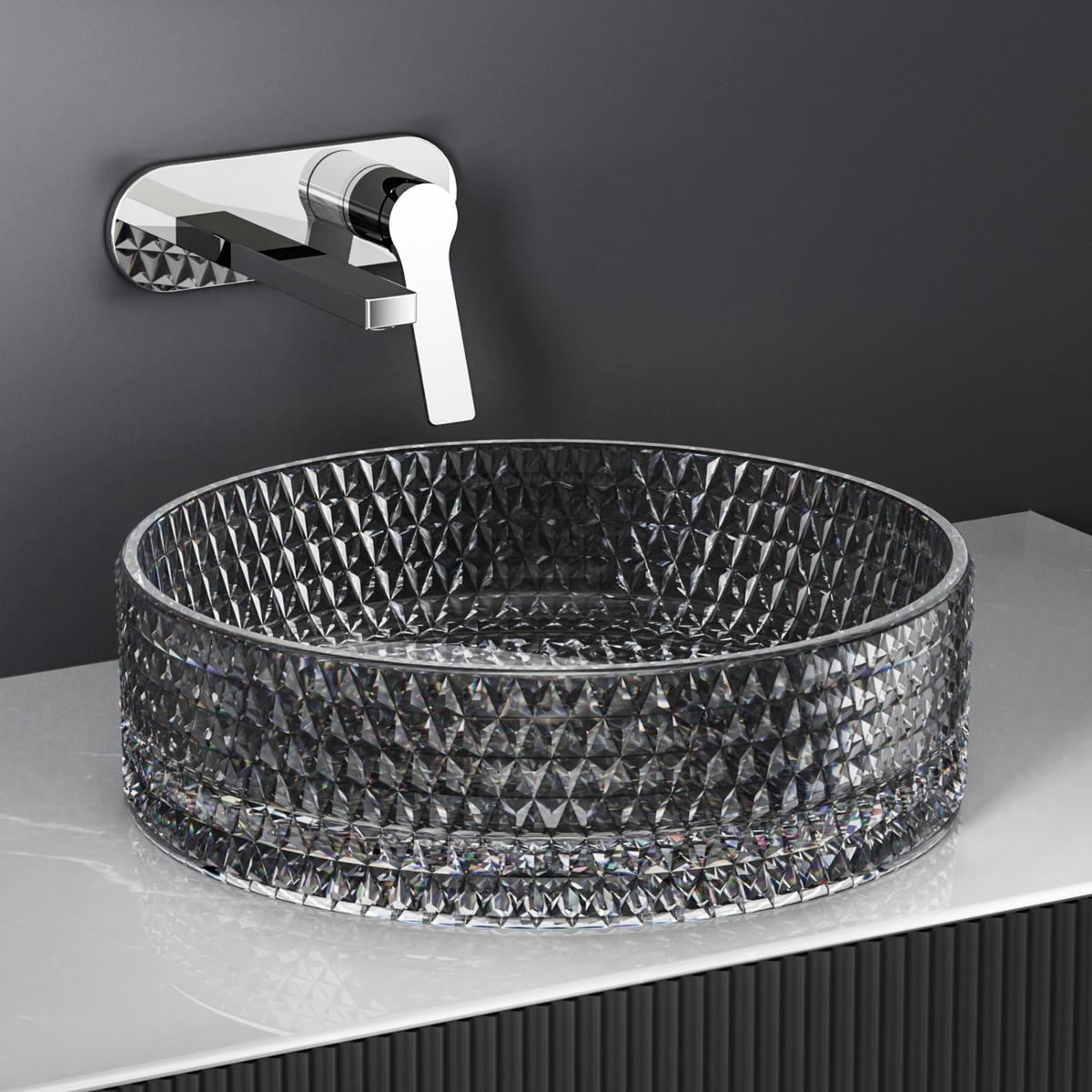 WASCHBECKEN Glas Schwarzes Rund Ø36 / 11,2 cm - Schwarz, Glas (36/12/36cm) - EMKE