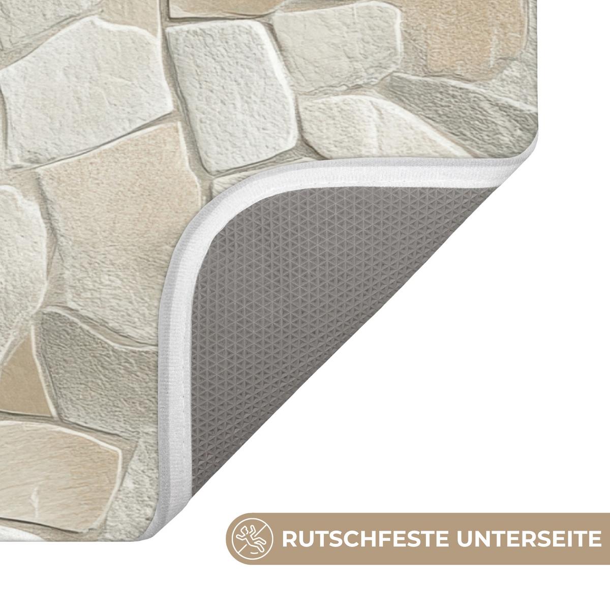 BADEMATTE Mosaik - Steine - Beige 90x60 cm - Beige/Creme, Textil (90/60cm) - OnlyWow