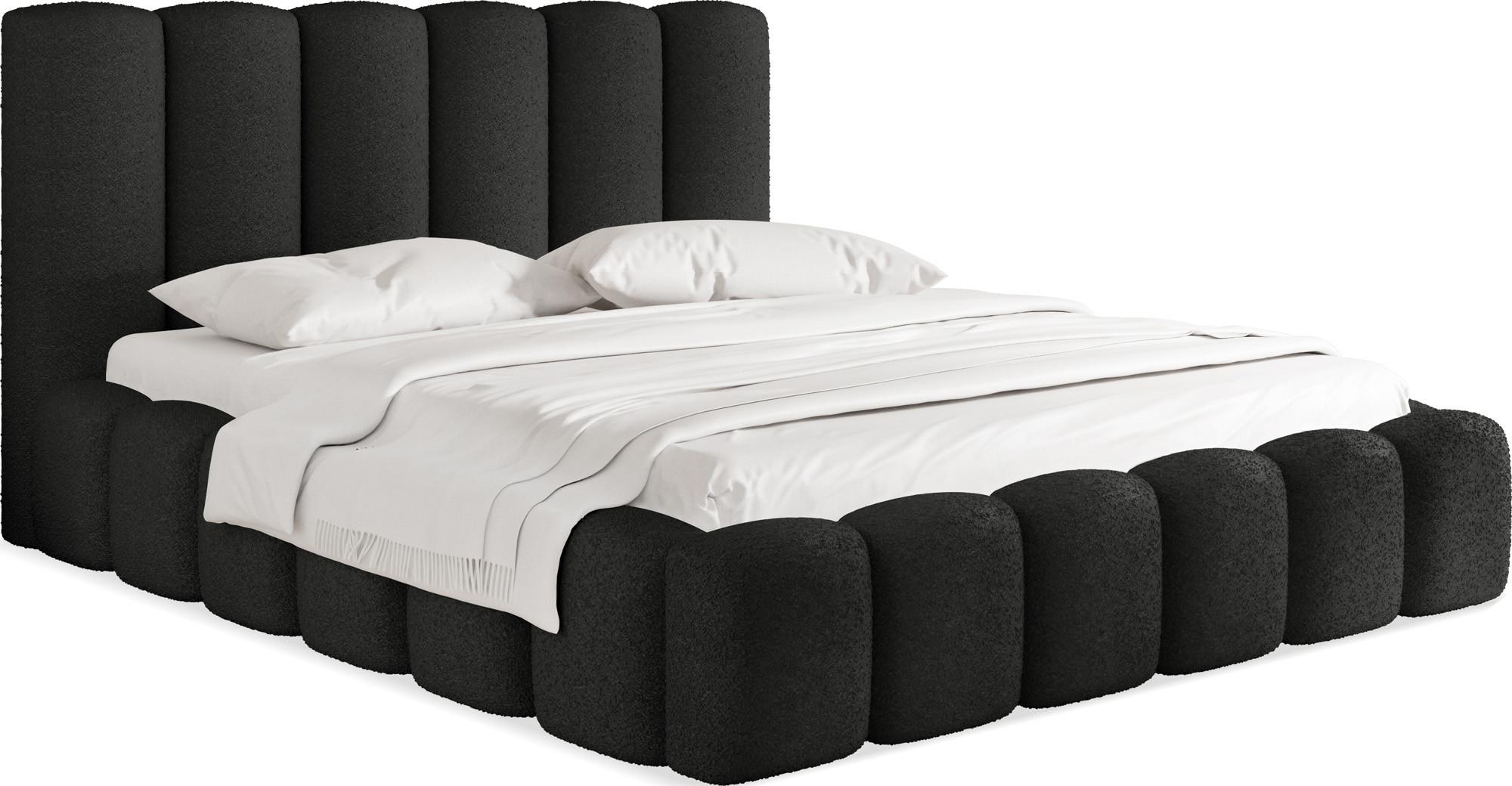 POLSTERBETT Serenity mit Bettkasten, Schwarz Boucle 180x200 cm - Birkefarben/Schwarz, Holzwerkstoff/Kunststoff (180/200cm) - WFL GROUP