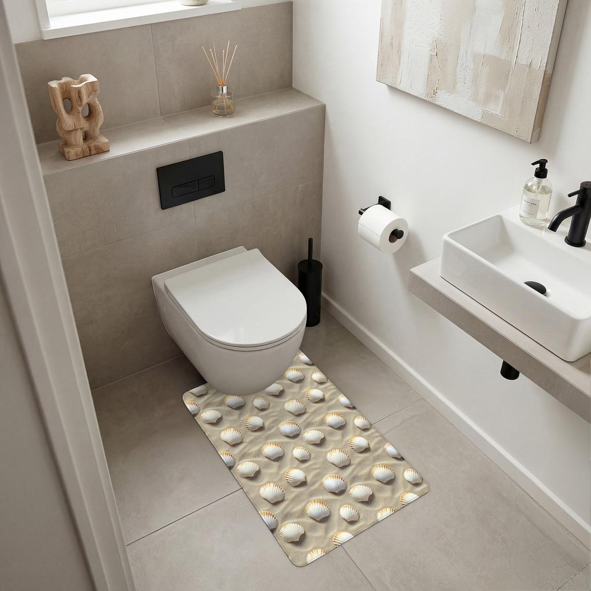 WC-VORLEGER Muscheln - Sand - Maritim WC Teppich 50x80 cm - Sandfarben, Textil (50/1cm) - OnlyWow