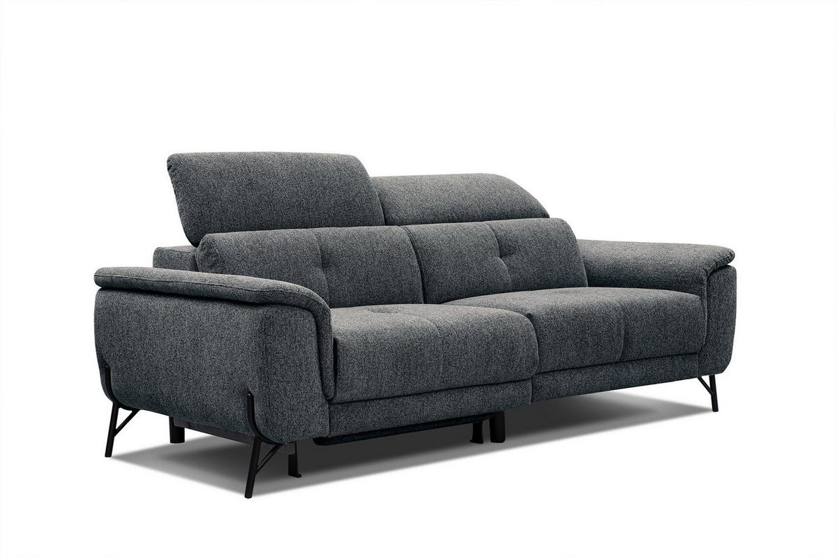SOFA AVENA 3-Sitzer mit 1 Relaxfunktion, dunkelgrau - Dunkelgrau, Holzwerkstoff/Textil (204/80/108cm) - Wozimo