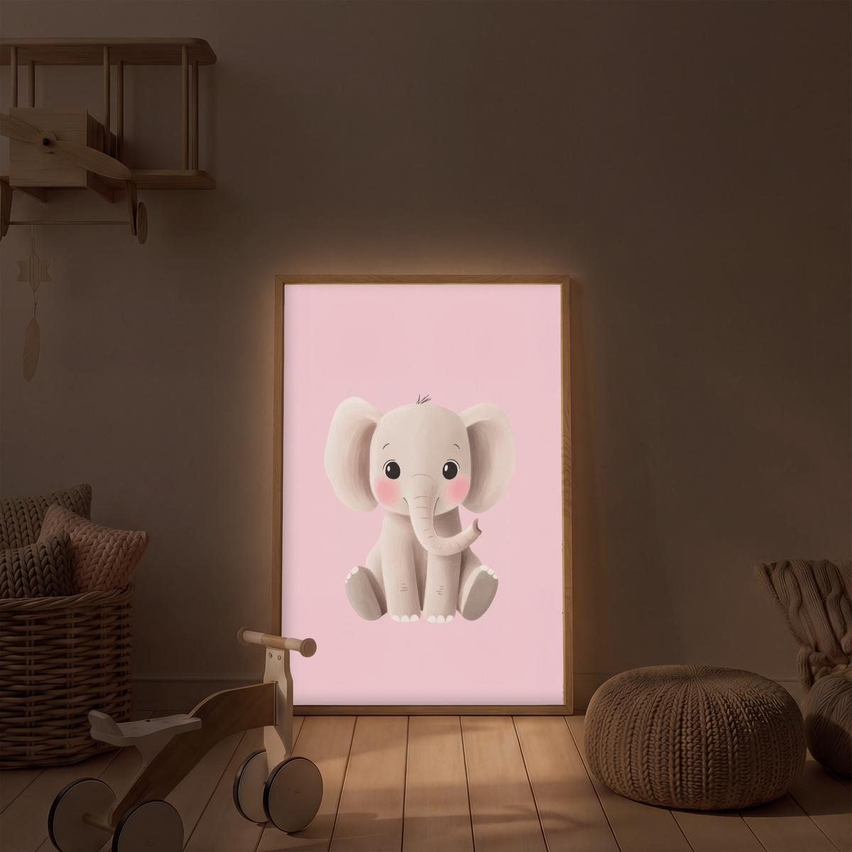 NACHTTISCHLAMPE MIT AKKU Elefant - Baby - Rosa - Cartoon 70x100 cm - Rosa, Holzwerkstoff (8/70/100cm) - OnlyWow