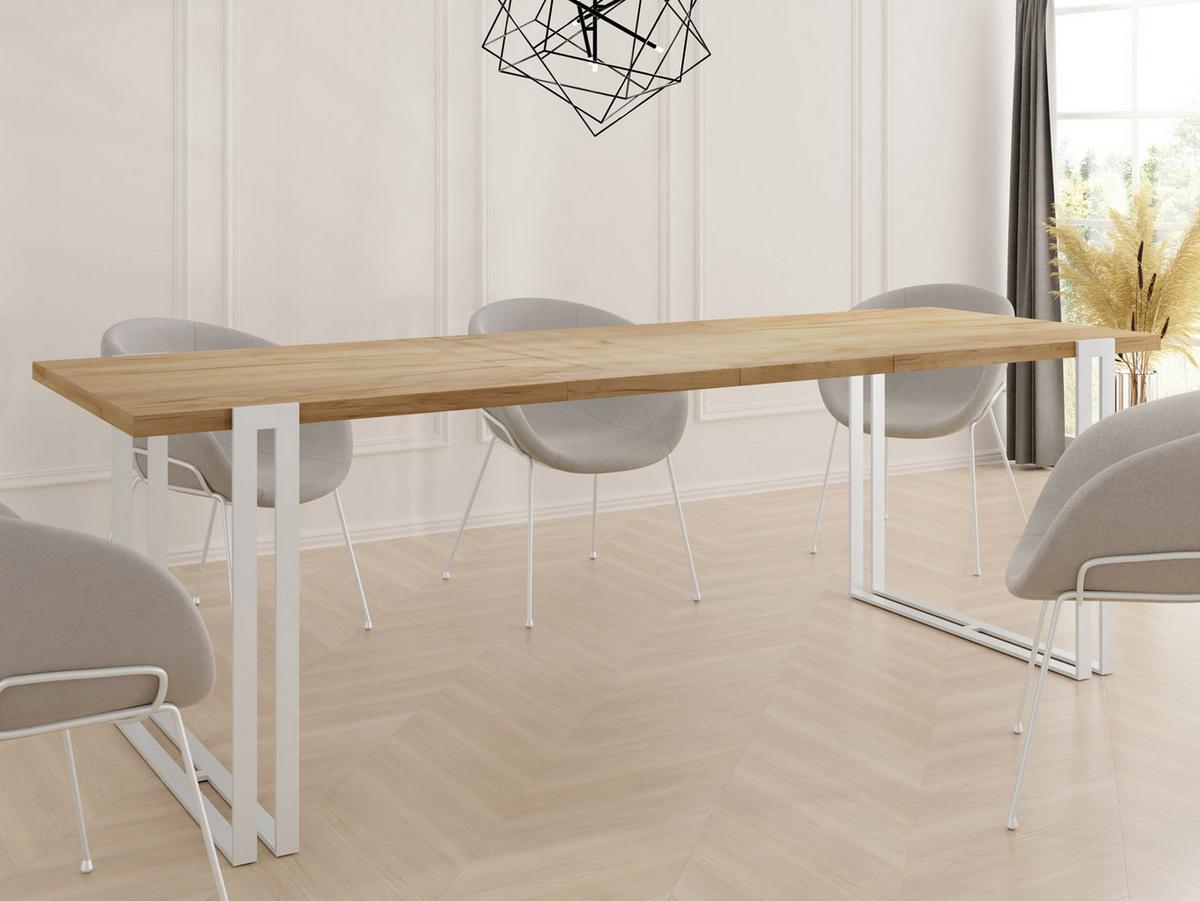 ESSTISCH Lilo rechteckig ausziehbar, Craft Eiche 140-240/80/76 cm - Eiche Wotan/Weiß, Holzwerkstoff/Metall (80/240/76cm) - WFL GROUP