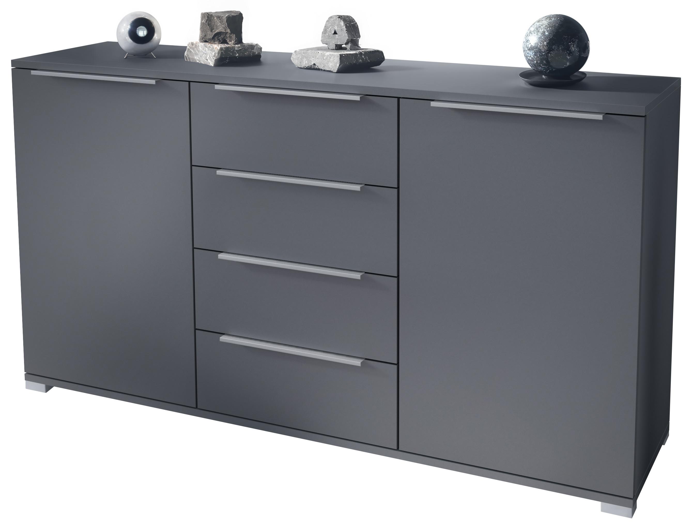 SIDEBOARD Linio Anthrazit matt - Dunkelgrau, Holzwerkstoff (138.5/75.5/35cm) - Vladon