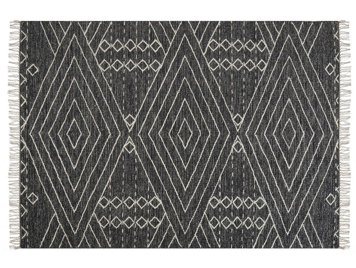 KURZFLOR-TEPPICH Khenifra 230/160 cm - Schwarz, Textil (160/230cm) - Beliani
