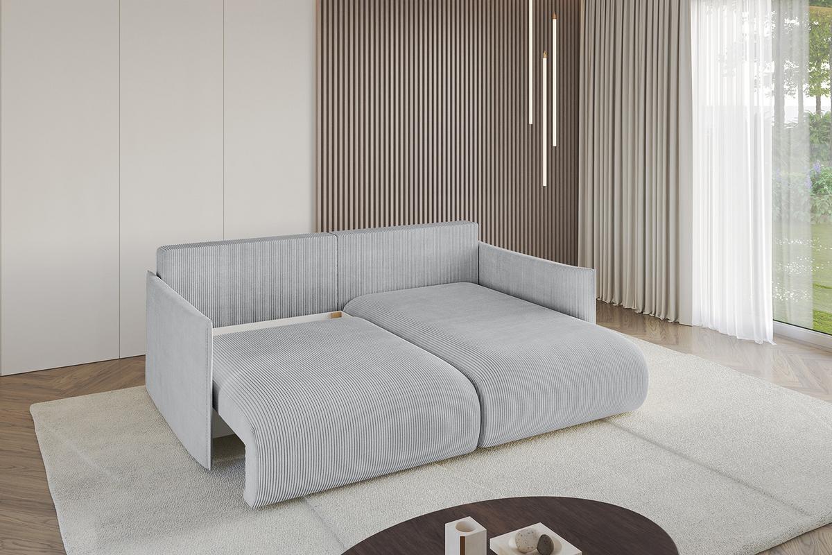 ECKSOFA Ottomane rechts ONESK-L 216x177x72 Grau Cord - Grau, Holzwerkstoff/Kunststoff (177/216cm) - ALTDECOR