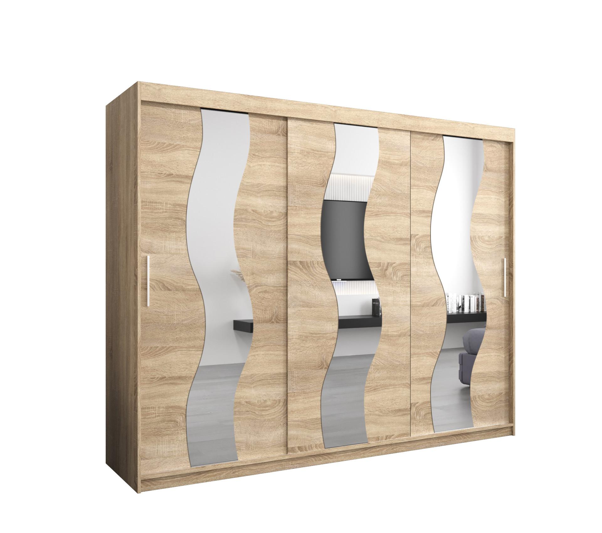 SCHWEBETÜRENSCHRANK 200/250/62 3-türig - Silberfarben/Sonoma Eiche, Holz/Kunststoff (250/200/62cm) - MÖBEL KRYSPOL