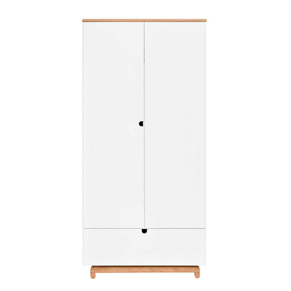 SCHRANK 2 Türen Weiß und Holz - Weiß, Holzwerkstoff (90/109/50cm) - Petits-meubles