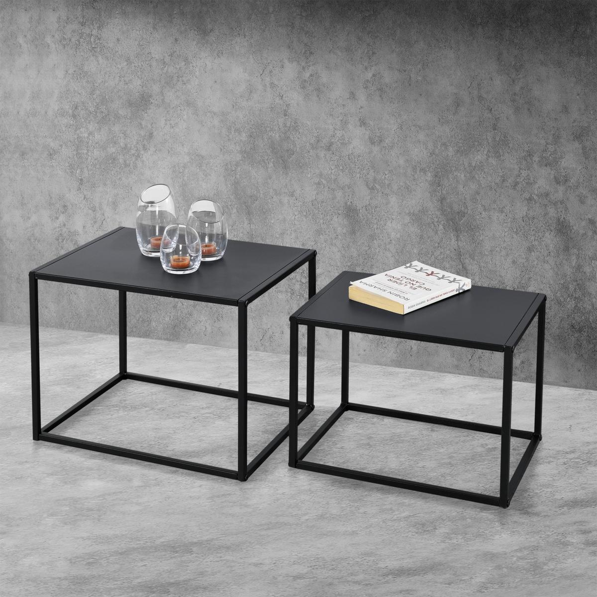 BEISTELLTISCH Archsum 2er Set - Schwarz, Metall (35/45/35cm) - [en.casa]