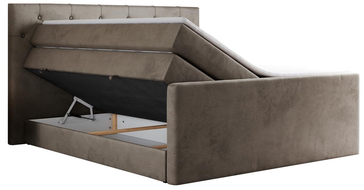 BOXSPRINGBETT KING VELEN 160/200 Braun Velvet - H3 - Braun, Holz/Textil (160/200cm) - MKS