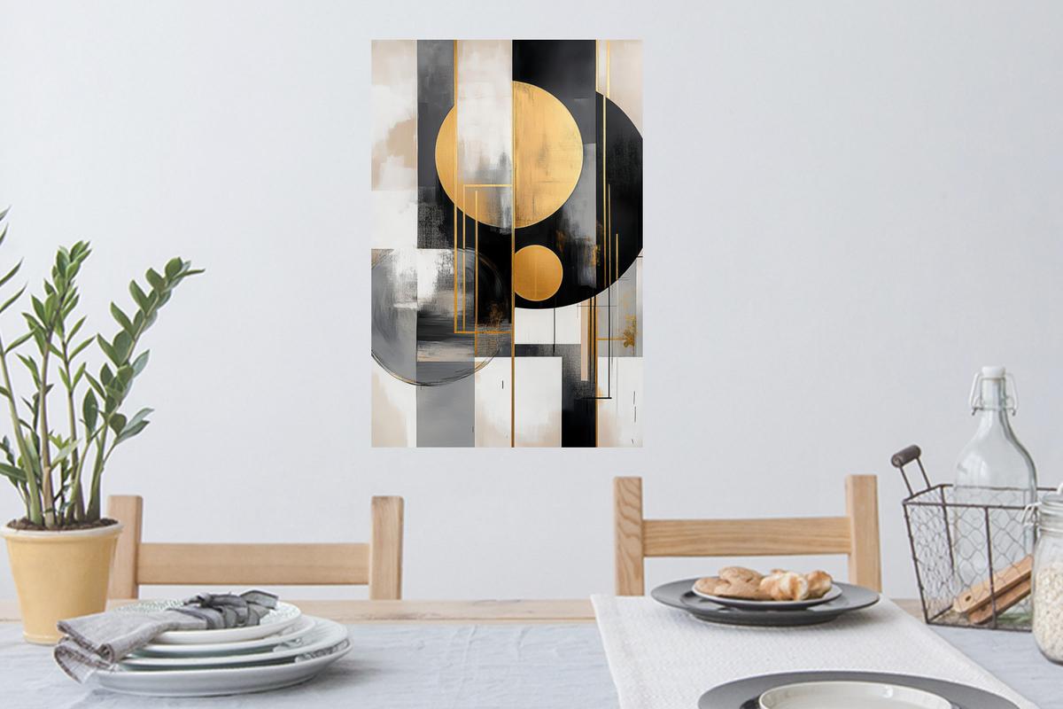 WANDTATTOO Abstrakt - Gold - Silber - Formen - Ästhetisch - Modern Wandbild 40x60 cm - Goldfarben, Kunststoff (40/60/0.1cm) - MuchoWow