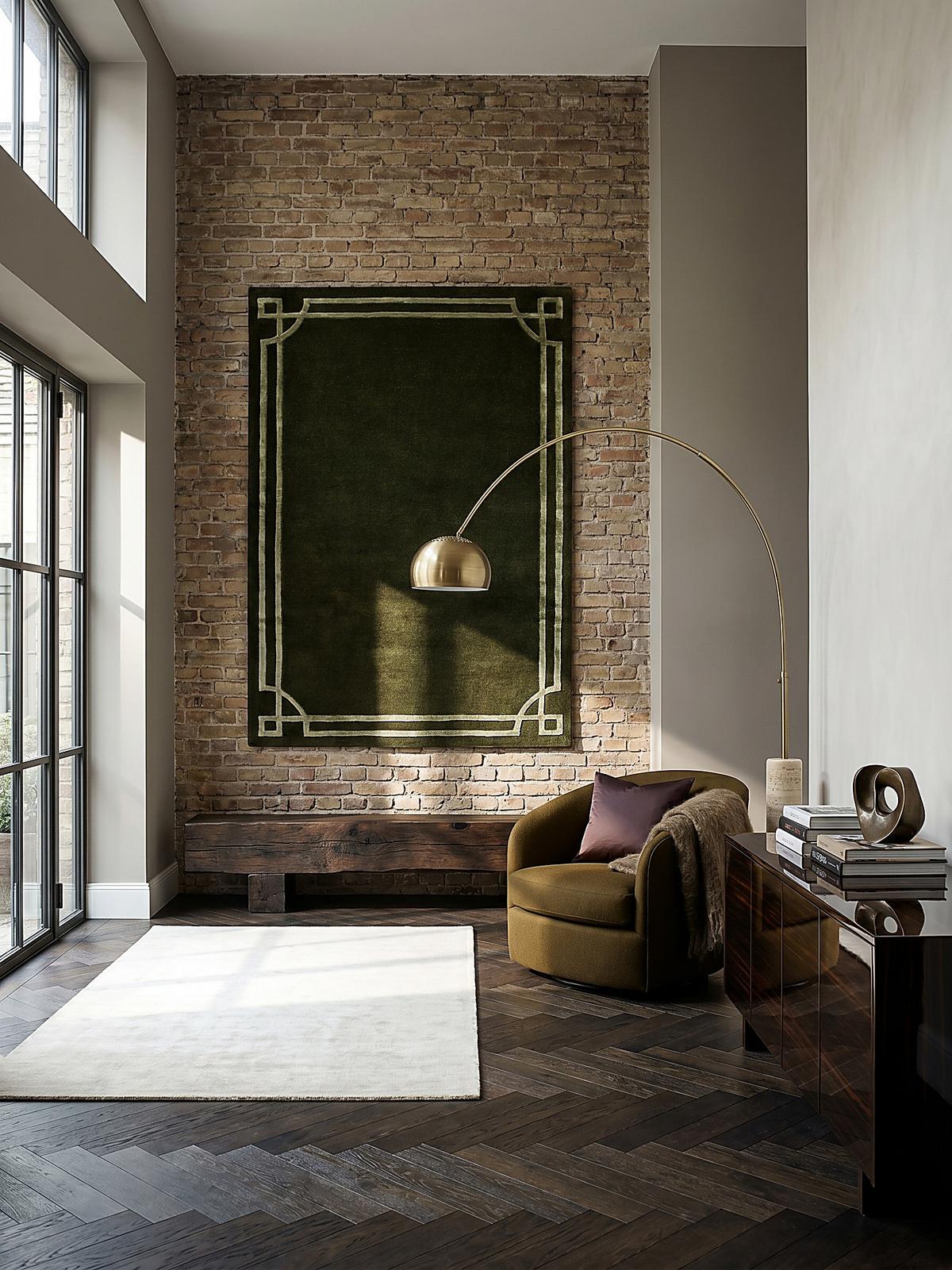 WOLLTEPPICH GLEN, mit Bordüre, Grün, 120 x 170 cm - Grün, Textil (170/120cm) - KADIMA DESIGN