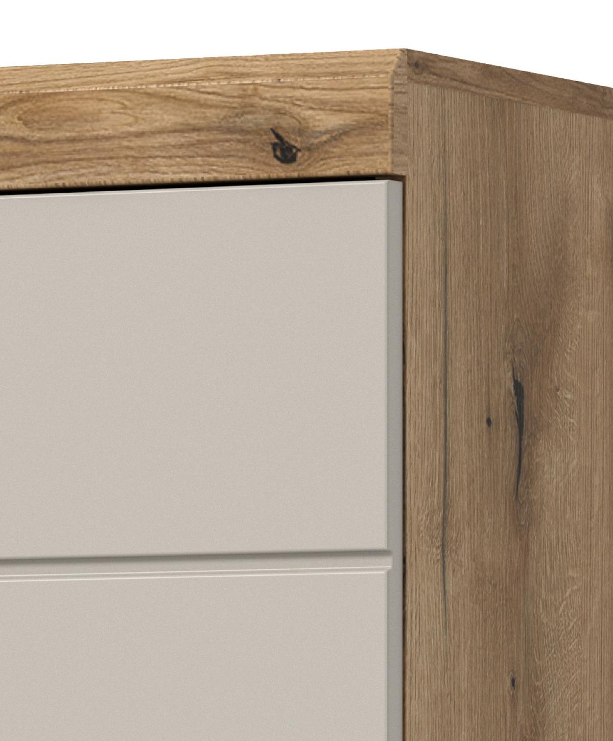 HOCHSCHRANK Sand Kaschmir, Evoke Eiche, Badschrank, 6 Fächer, 37 cm - Kaschmir/Eichefarben, Holzwerkstoff/Kunststoff (37/191/31cm) - Inn.Furn