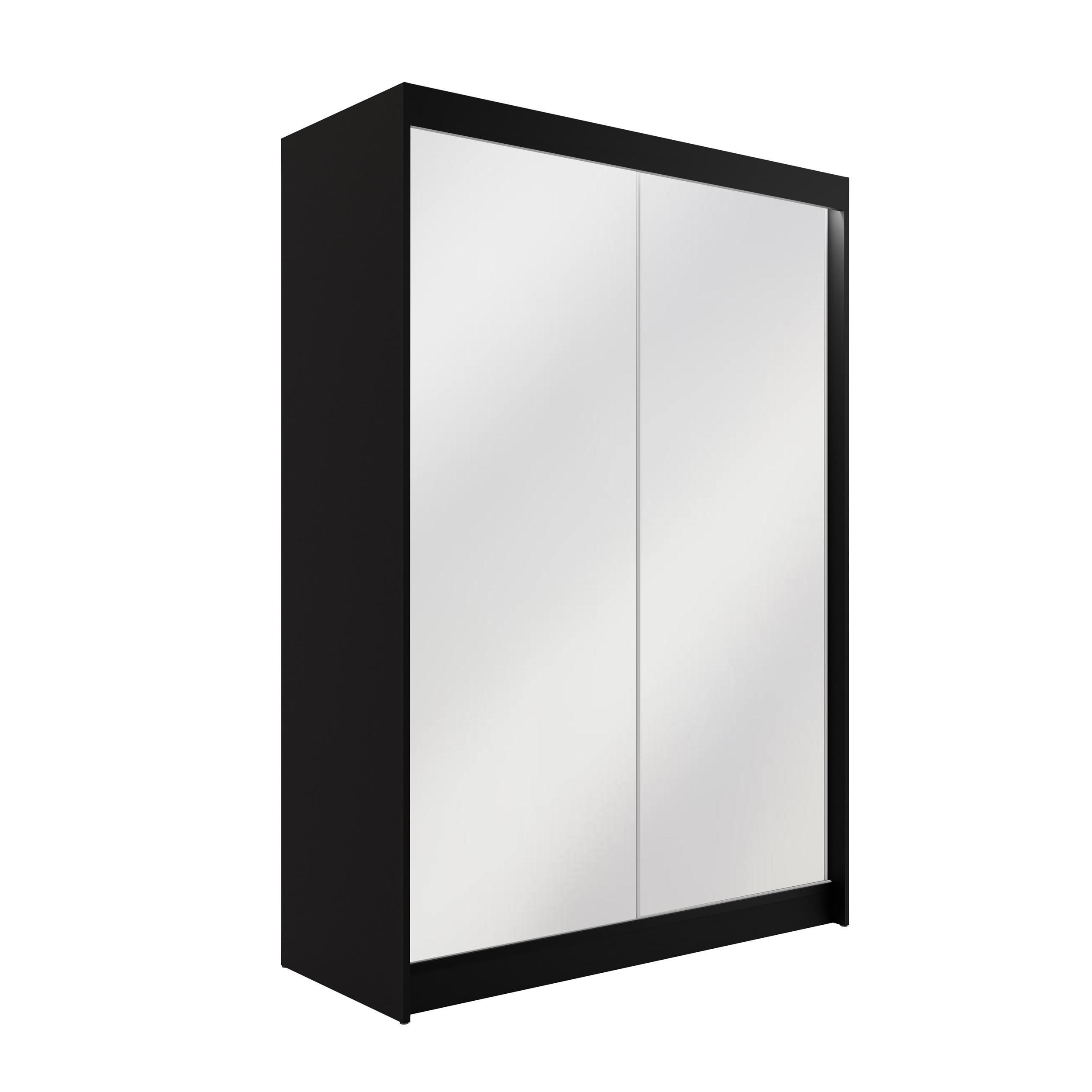 KLEIDERSCHRANK AMOHA mit LED - 120 cm - Schwarz - Schwarz, Holzwerkstoff (120/215/61cm) - ALTDECOR