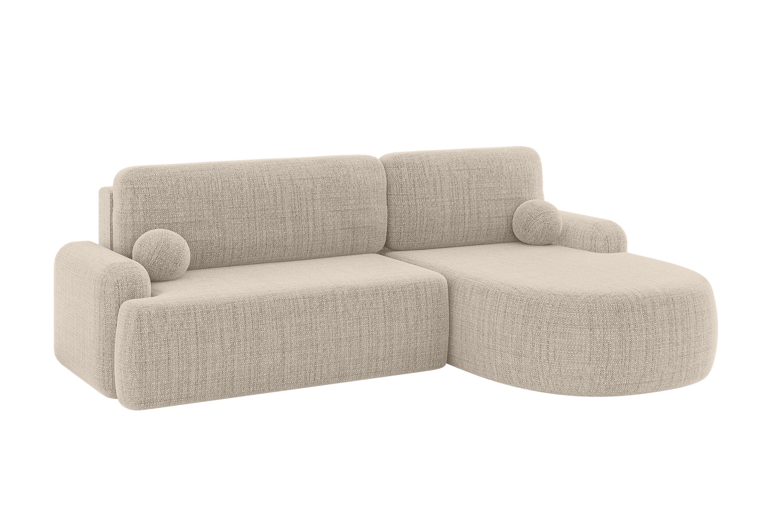 ECKSOFA mit Schlaffunktion und Bettkasten LIRA-L - 264x172x89 Beige - Beige, Holzwerkstoff/Textil (172/264cm) - ALTDECOR