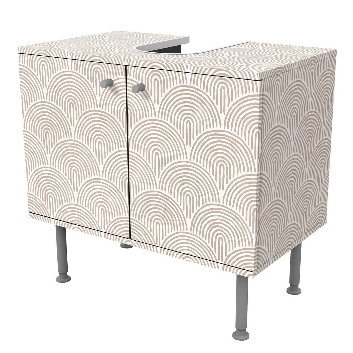 WASCHBECKENUNTERSCHRANK Boho Bogen Muster Beige 60/55/35 cm - Beige, Holzwerkstoff (60/55/35cm) - Bilderwelten