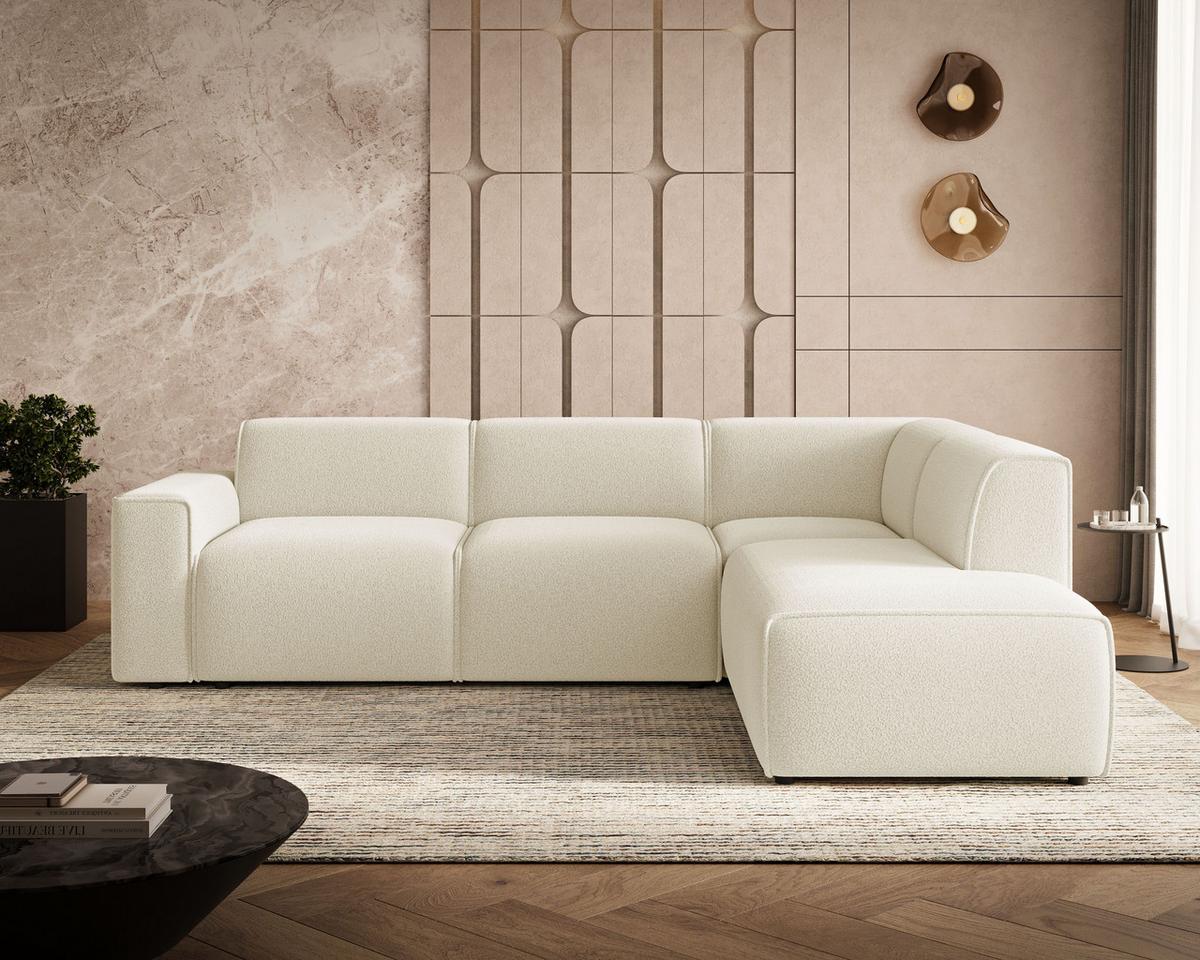 ECKSOFA Eluno Creme Rechts - Creme/Schwarz, Holz/Kunststoff (292/220cm) - Graingold