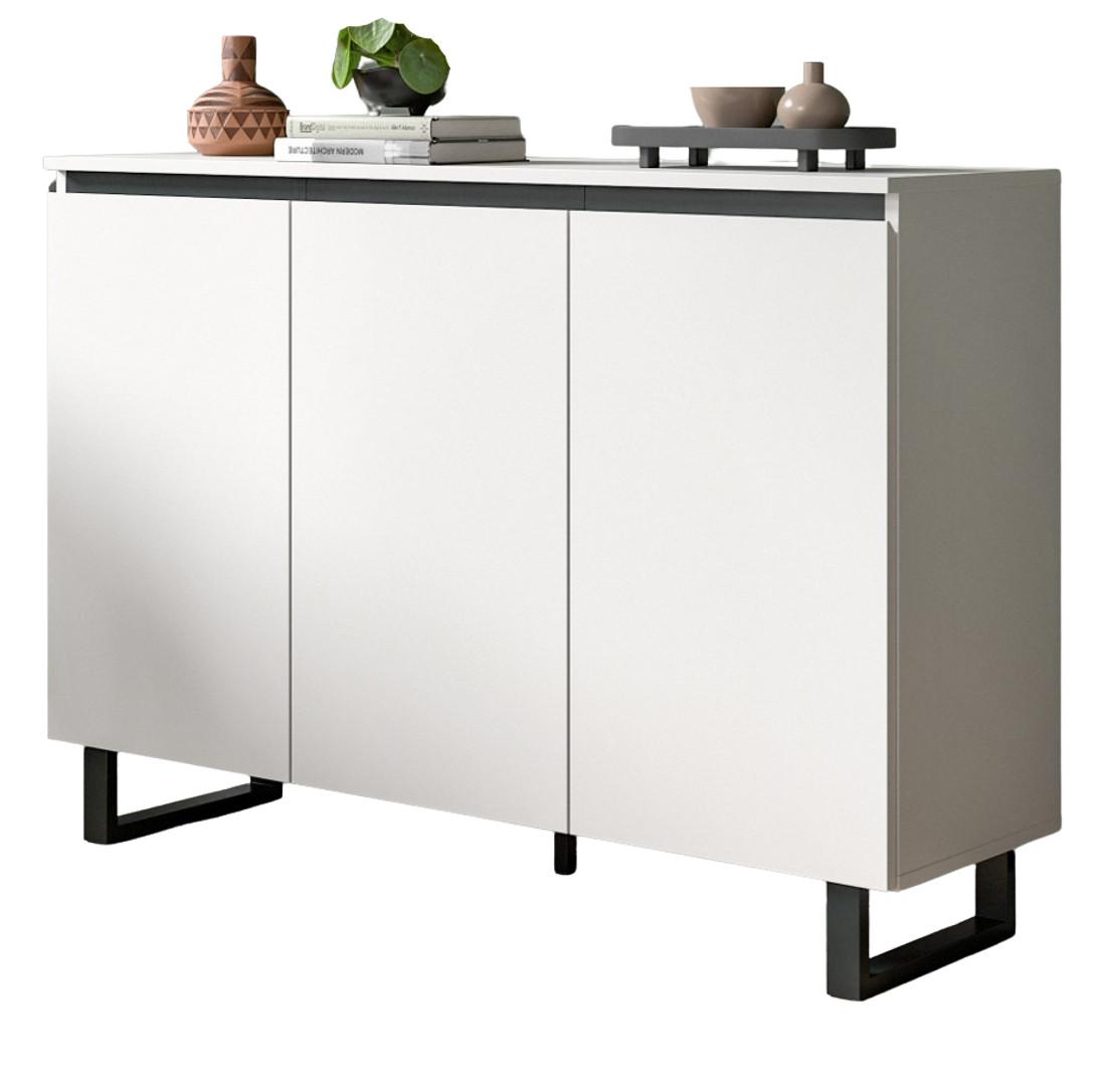 SIDEBOARD weiß, schwarz, 3-türige Kommode 120 x 84 cm mit Soft-Close - Schwarz/Weiß, Holzwerkstoff/Metall (120/84/36cm) - Inn.Furn