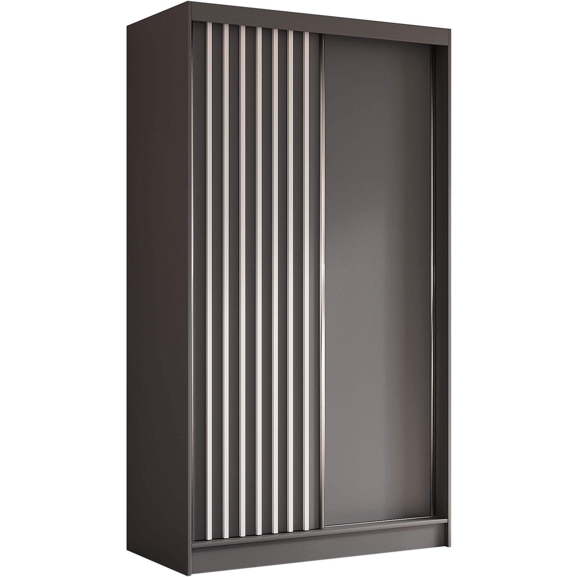 SCHWEBETÜRENSCHRANK Helios II 120/216/61 grau+weiß mit Schubladen - Weiß/Grau, Holzwerkstoff (120/216/61cm) - Beautysofa