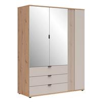 SCHRANK 3 Türen Ezra Kaschmir und Holz - Beige, Holzwerkstoff (150.5/195.5/56cm) - Petits-meubles