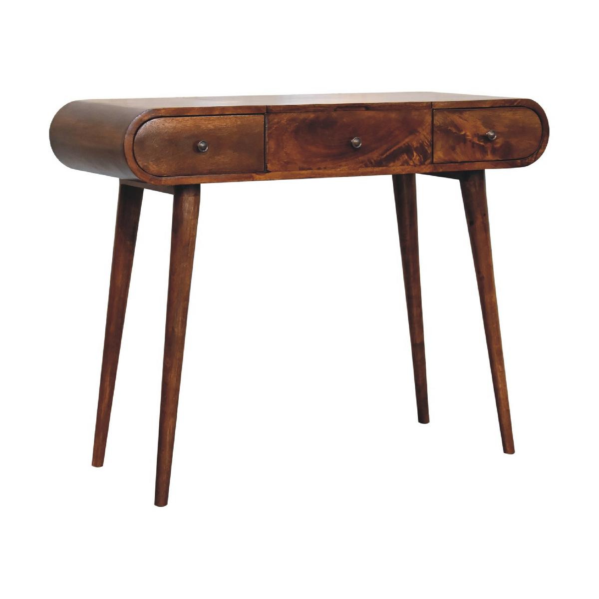 SPIEGELSCHMINKTISCH in Kastanienholz-Essenz mit 2 Schubladen, 4 Fächer, Braun - Messingfarben/Braun, Holz/Metall (100/80/40cm) - Artisan Furniture