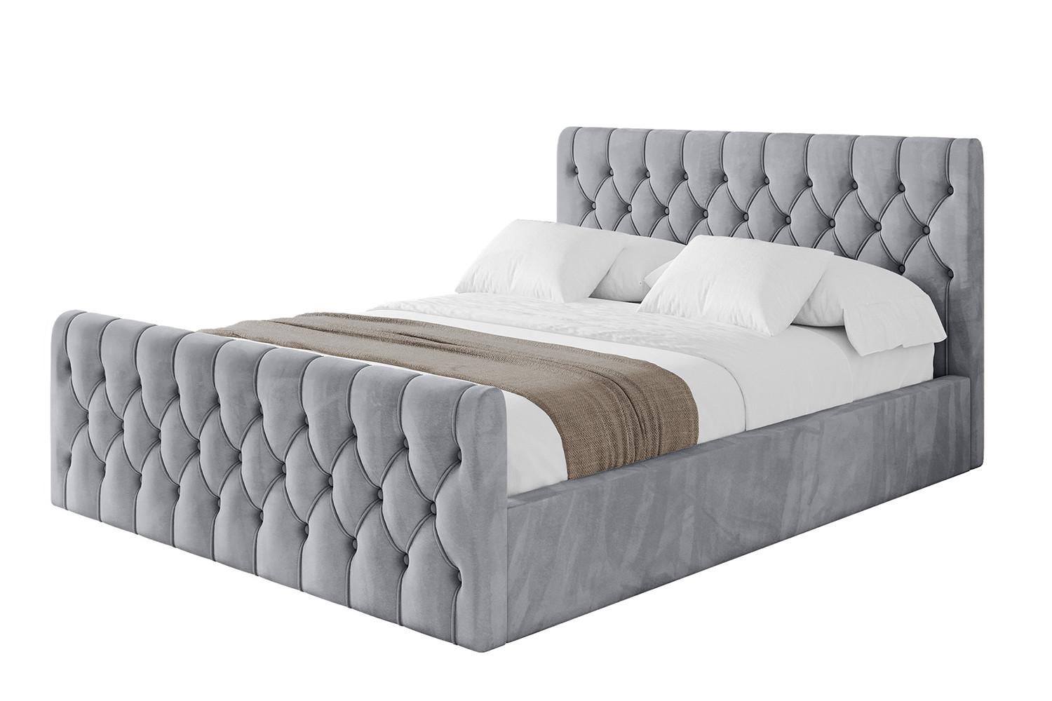 POLSTERBETT mit Bettkasten, Fußteil und Lattenrost, Boxbett ohne Matratze - RENO-Z 180x200 Hellgrau - Hellgrau, Holzwerkstoff/Textil (180/200cm) - ALTDECOR
