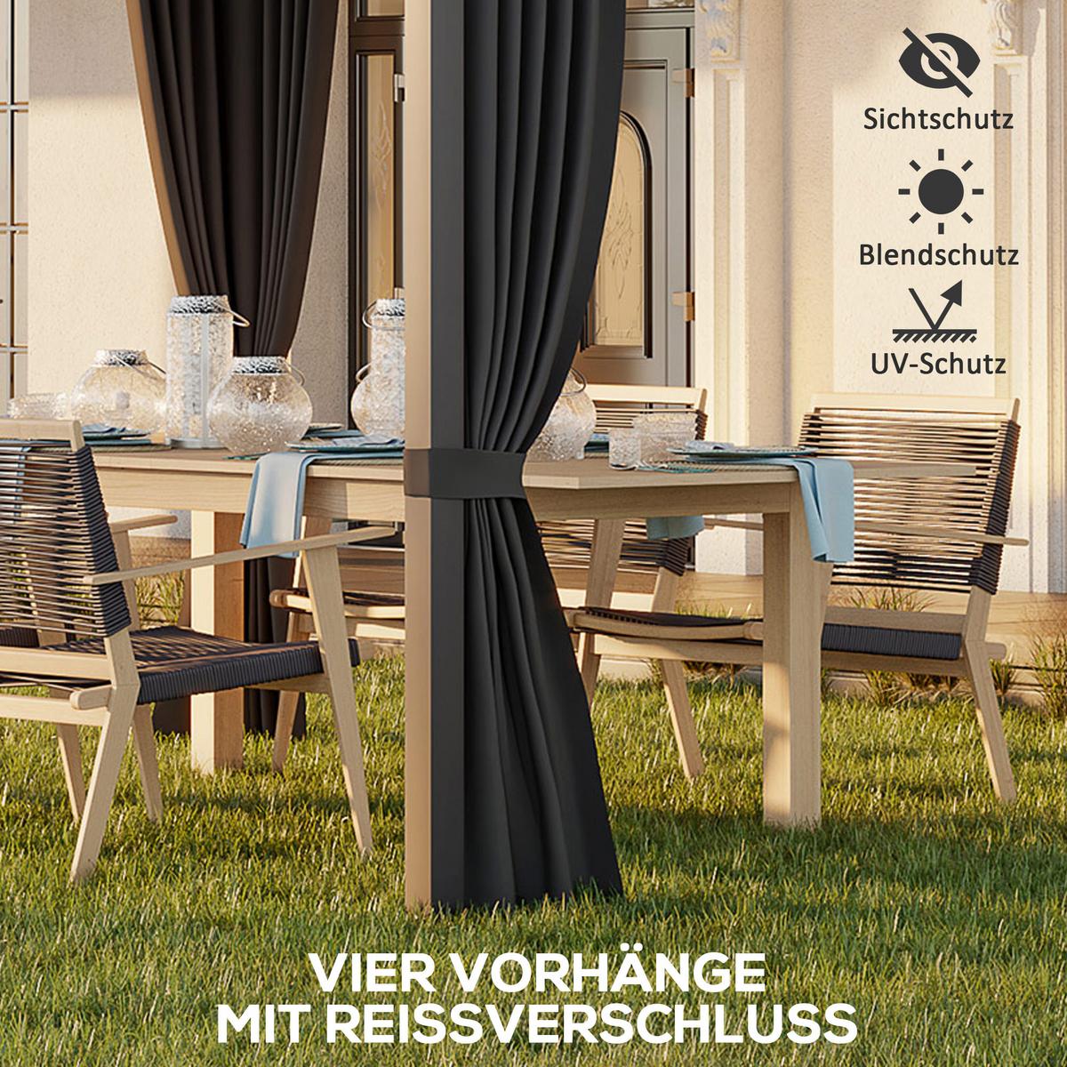 PERGOLA Pavillon, Alu+Metall, Dunkelgrau - Dunkelgrau, Metall (255/242/365cm) - Outsunny