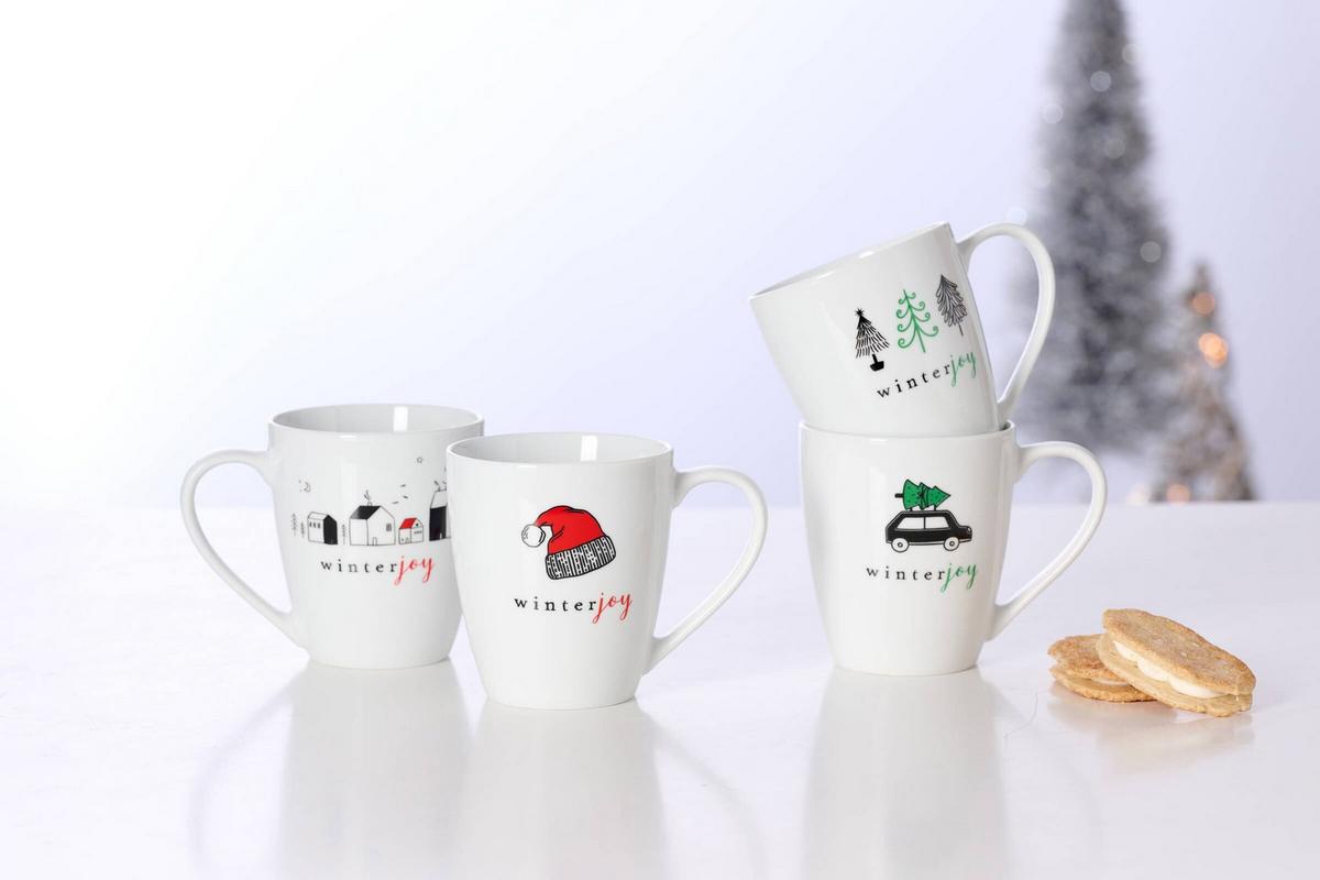 HENKELBECHER Winter Joy Red weiß 360 ml 6er Set - Weiß, Keramik (0.36L) - Ritzenhoff Breker