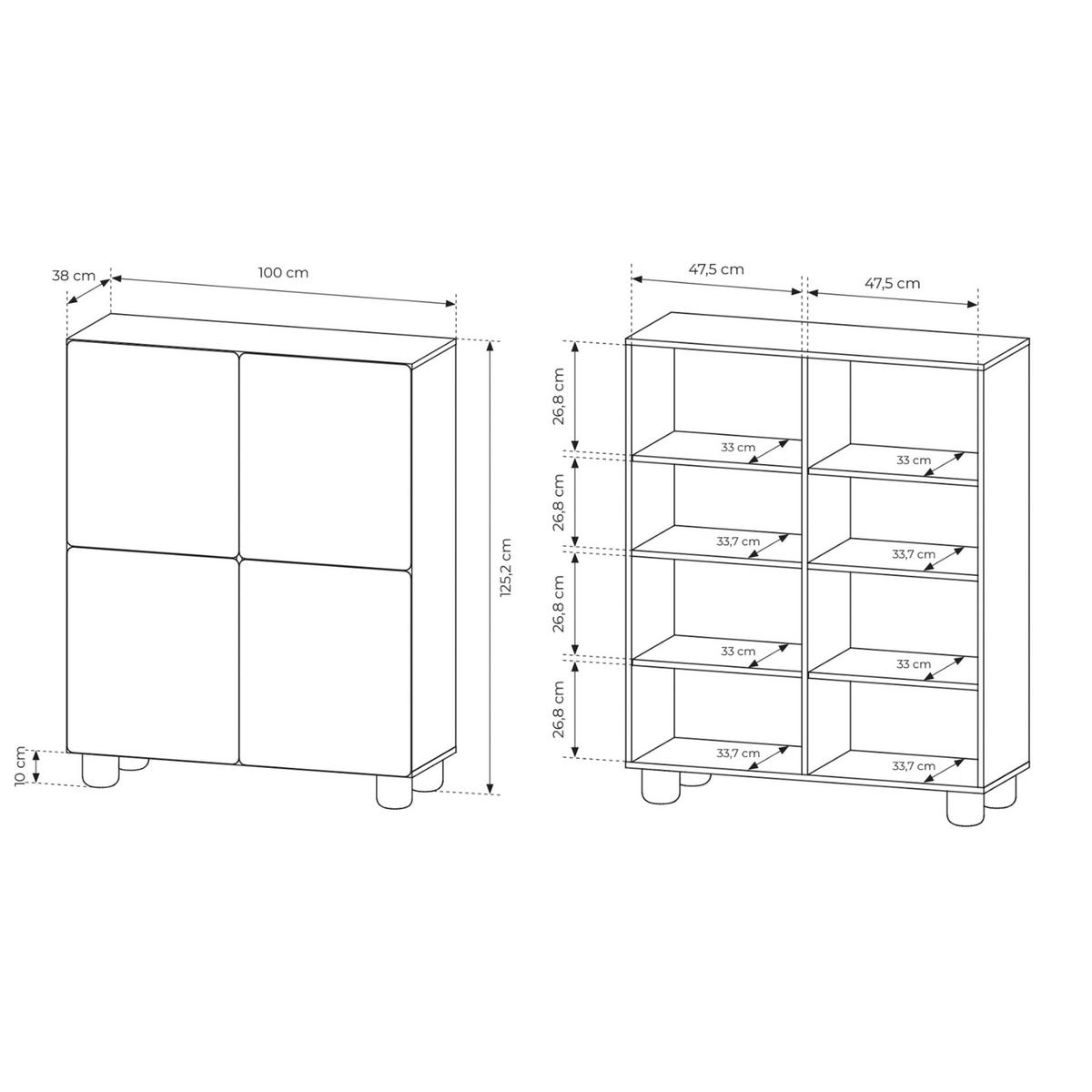 HIGHBOARD Lomo 100 cm - Eichefarben, Holz/Holzwerkstoff (100/125.2/38cm) - Selsey