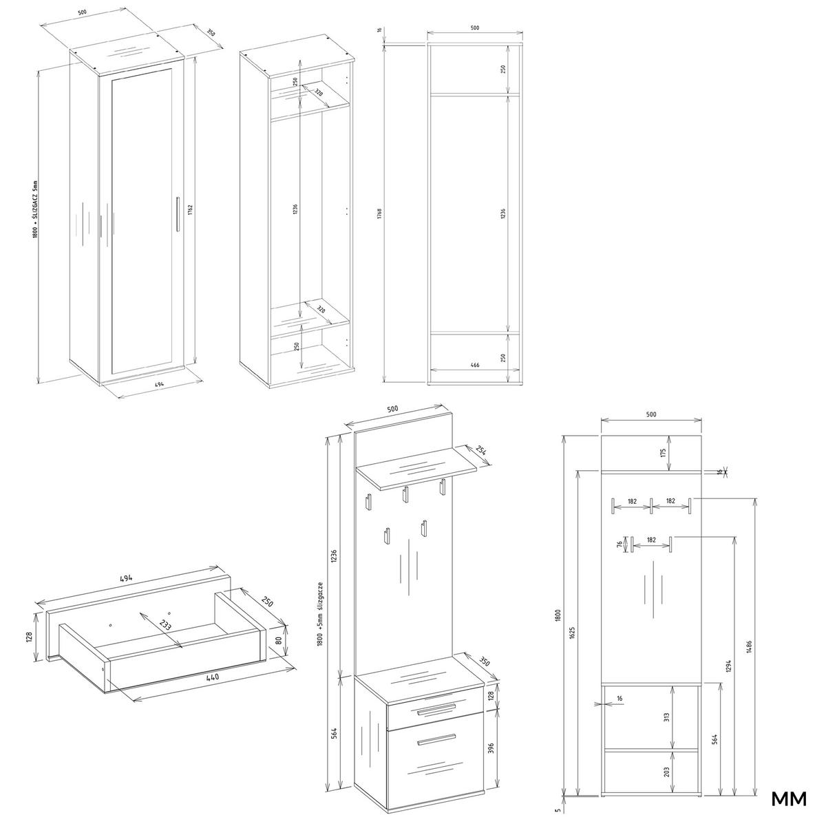 GARDEROBE modern mit Spiegel Schrank Duo Anthrazit, Artisan 100/180/35 - Anthrazit, Holzwerkstoff (100/180/35cm) - RAUMHIRSCH FURNITURE