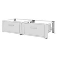 DOPPEL WASCHMASCHINEN UNTERGESTELL 2 Schubladen Weiß 128x53,5x31,5 cm aus Stahl - Weiß, Metall (128/31.5/53.5cm) - ML-DESIGN