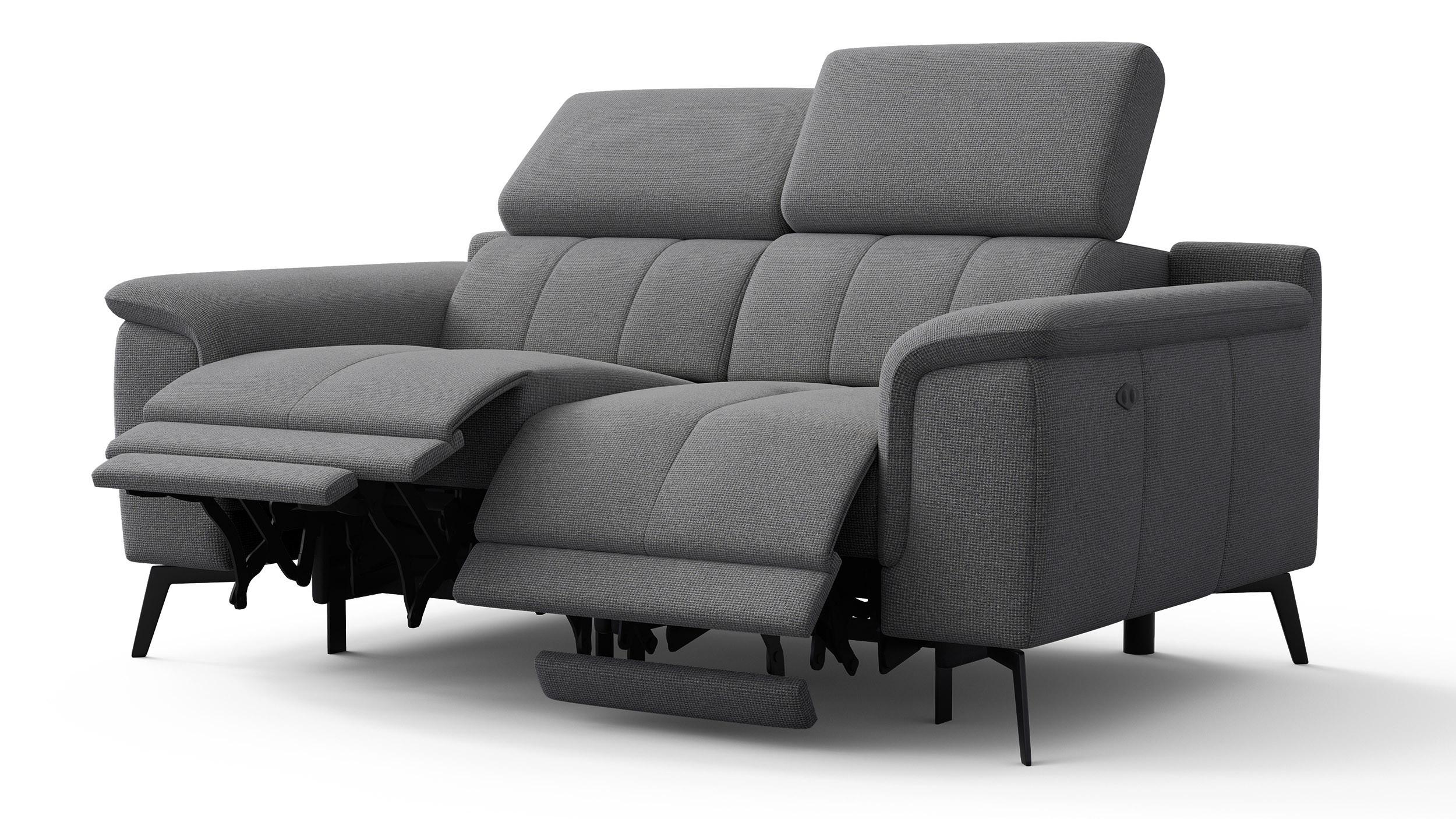 RELAXSOFA FIERO 2-Sitzer mit 2 Relaxfunktionen, grau - Schwarz/Grau, Holzwerkstoff/Textil (170/82/103cm) - Wozimo