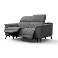 RELAXSOFA FIERO 2-Sitzer mit 2 Relaxfunktionen, grau - Schwarz/Grau, Holzwerkstoff/Textil (170/82/103cm) - Wozimo