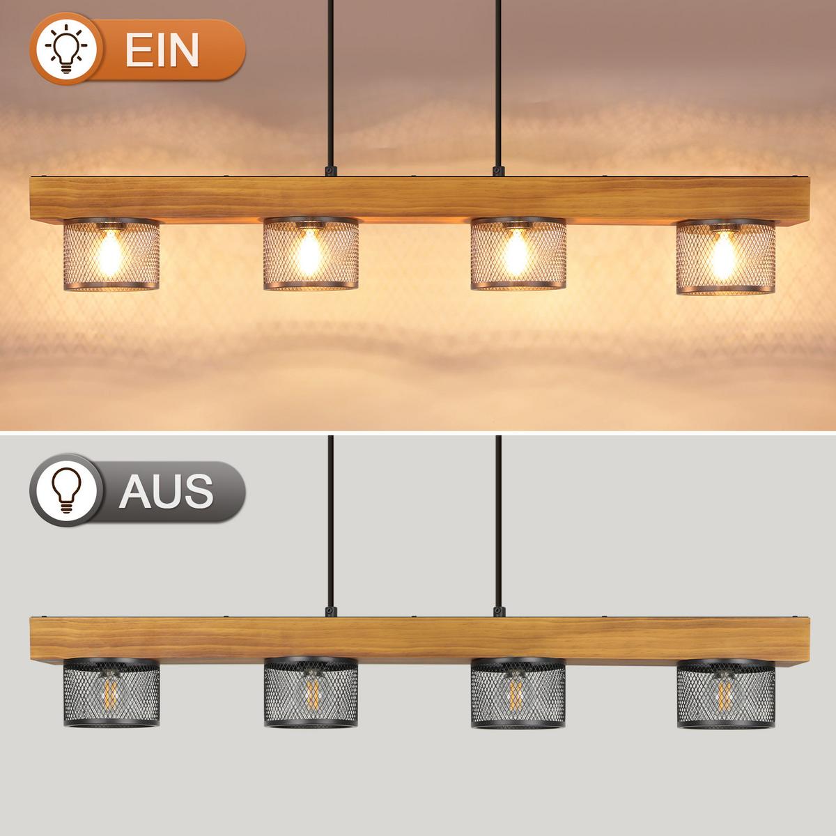 PENDELLEUCHTE Torvik 82/10/150 cm - Schwarz/Braun, Holz/Metall (82/10/150cm) - ZMH
