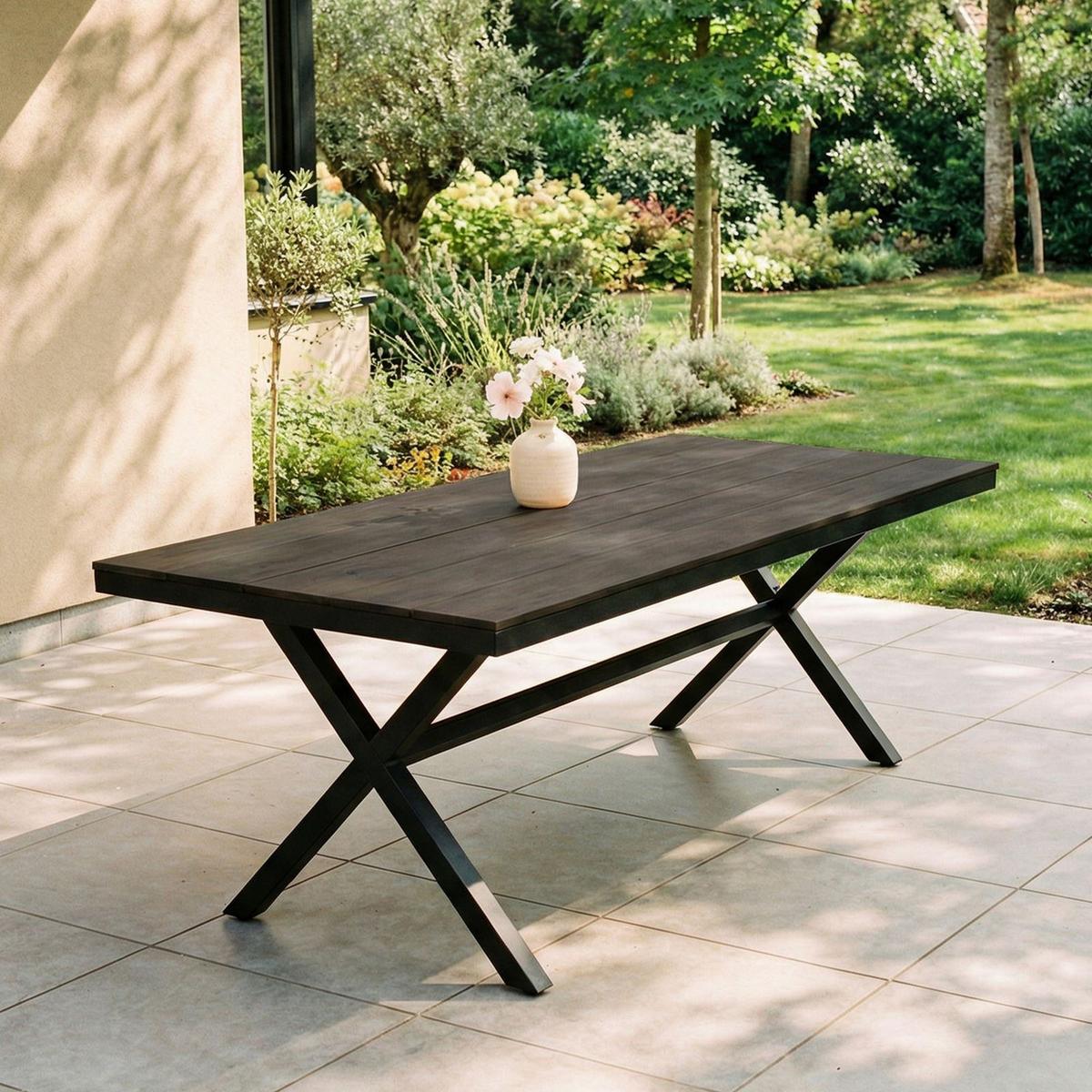 GARTENTISCH ISOLA schwarz - Schwarz, Kunststoff/Metall (100/180/76cm) - IDIMEX