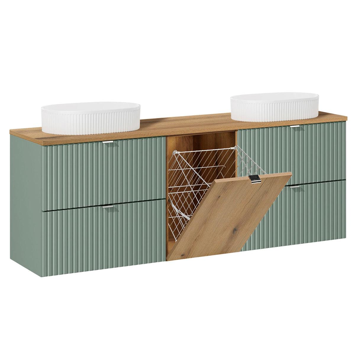 BADMÖBEL 160.4cm Jade 2er-Set Grün - Grün, Holzwerkstoff (160.4/59.5/40cm) - Petits-meubles