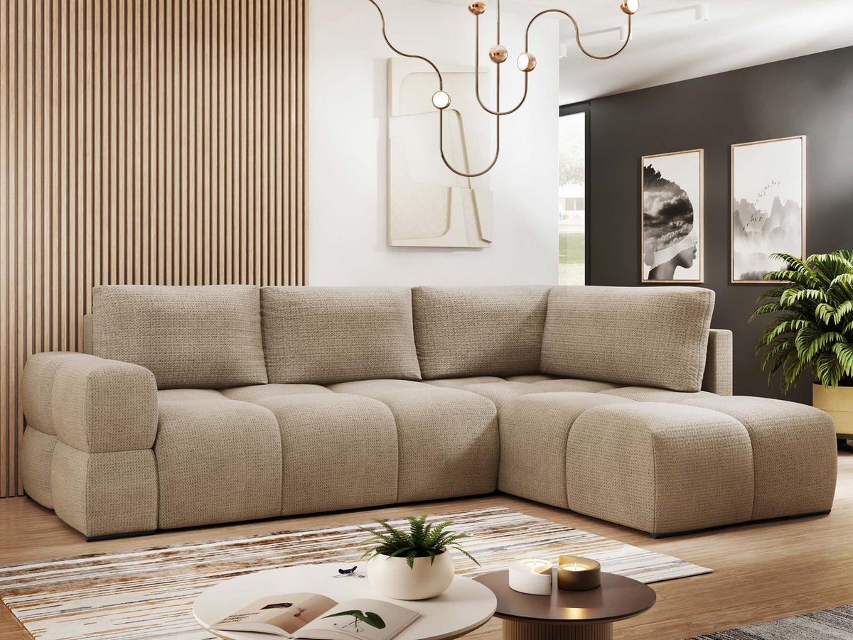 ECKSOFA Taremi - Beige/Schwarz, Holz/Kunststoff (267/185cm) - MIRJAN24