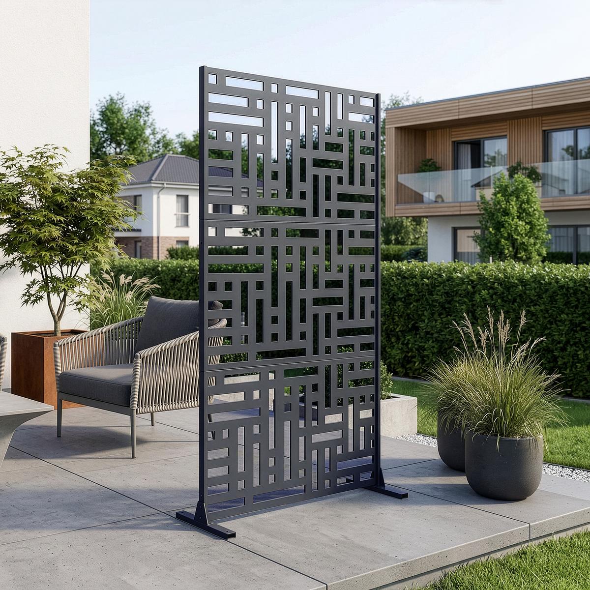 TRENNWAND Bernalda - Anthrazit, Metall (90/180cm) - casa.pro