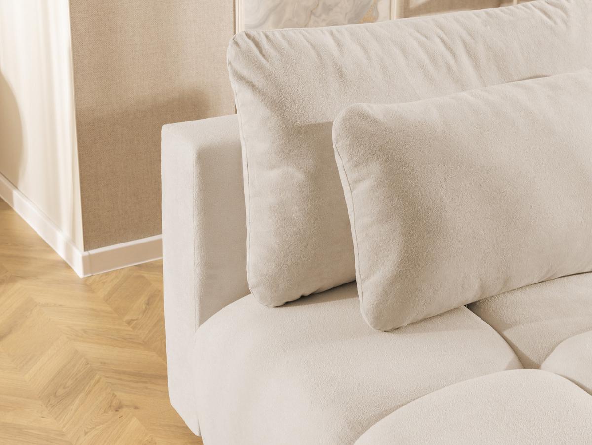 SCHLAFSOFA Belluno aus hochwertigem Beige Plüschstoff mit Bettkasten und tiefen Steppungen in Bubble-Optik - Beige/Schwarz, Holz/Kunststoff (205/87/105cm) - S-Style