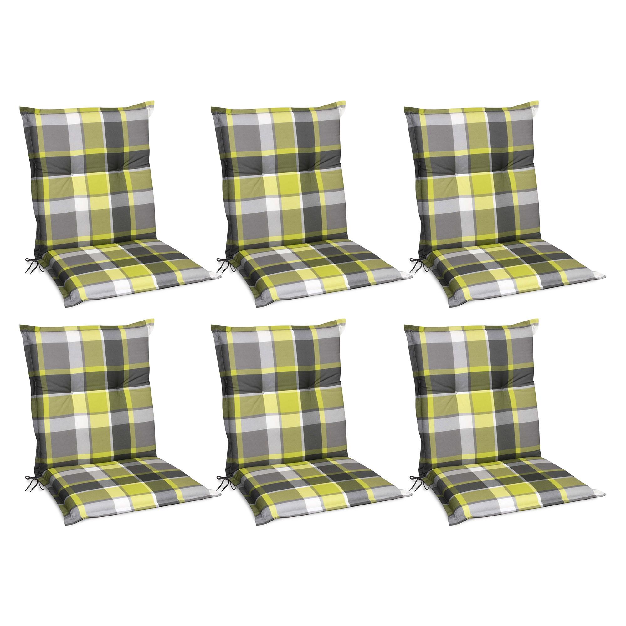 NIEDERLEHNERAUFLAGE Sunny BK 100/50/6cm Grün-Kariert 6tlg - Grün, Textil (50/6/100cm) - Beautissu 