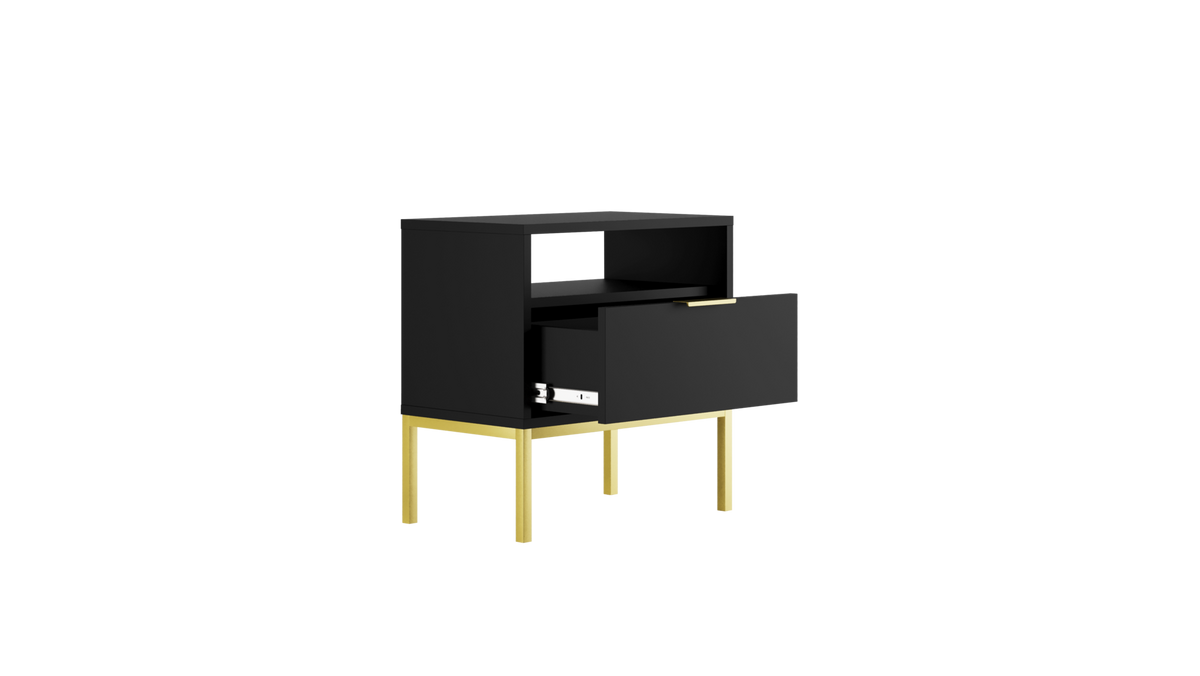 NACHTSCHRANK Austin 33/56,4/55 cm - Goldfarben/Schwarz, Holzwerkstoff (33/56/55cm) - RAUMHIRSCH FURNITURE