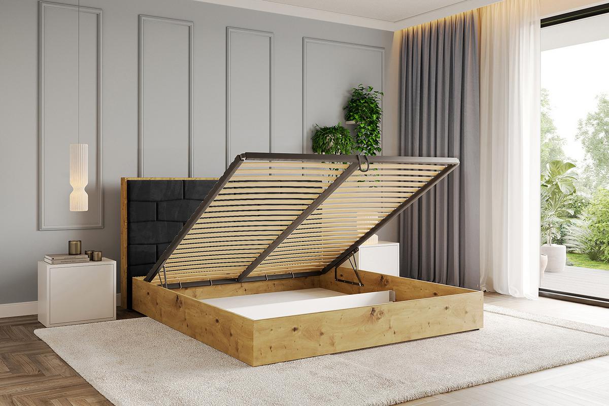 POLSTERBETT mit Bettkasten und Lattenrost, Bett mit Matratze H3/H4 - ENZO8 180x200 Schwarz - Schwarz, Holzwerkstoff/Textil (180/200cm) - ALTDECOR
