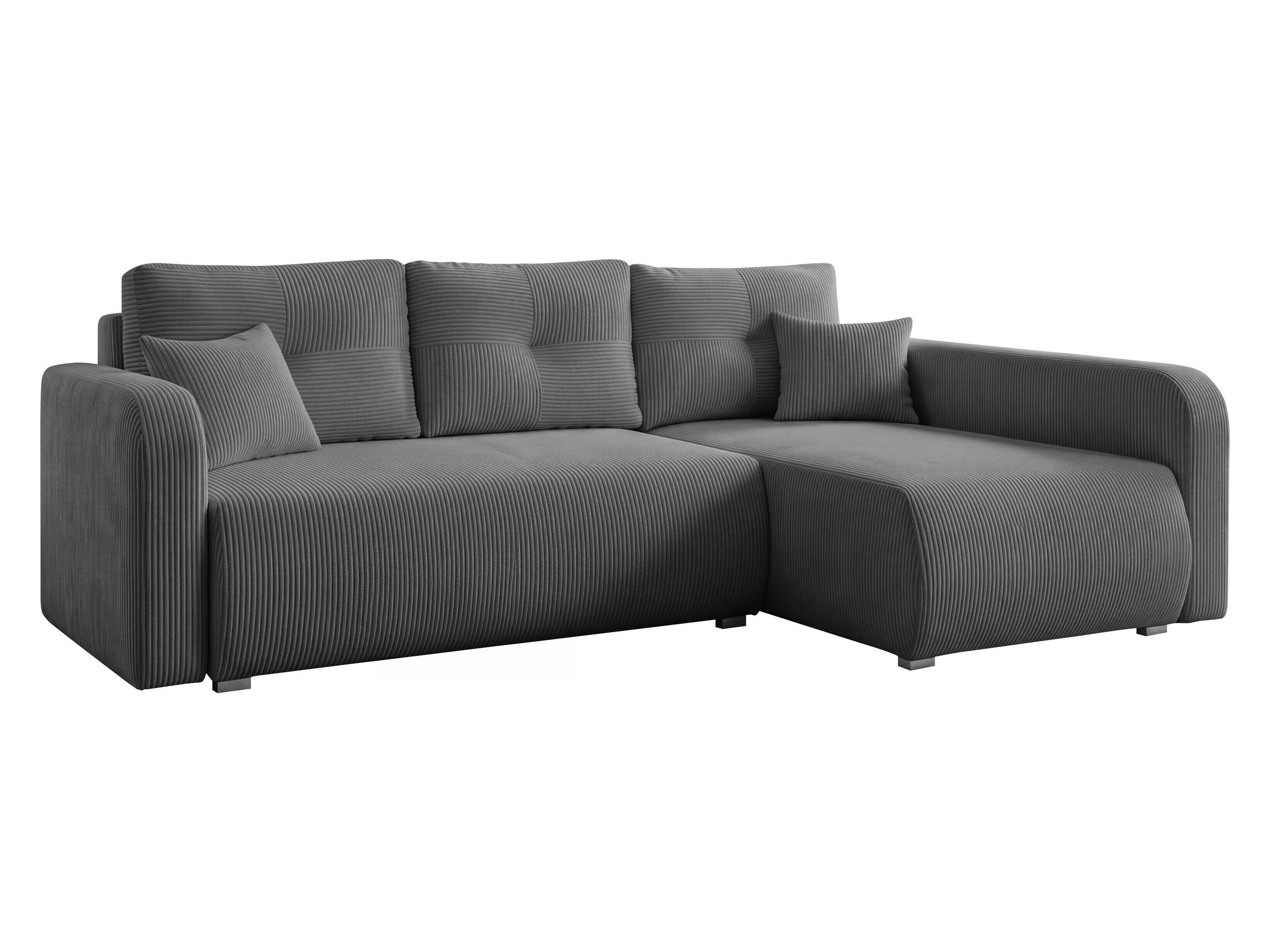 ECKSOFA Viena Cord, Seite: Rechts - Silberfarben/Grau, Holz/Kunststoff (234/145cm) - MIRJAN24