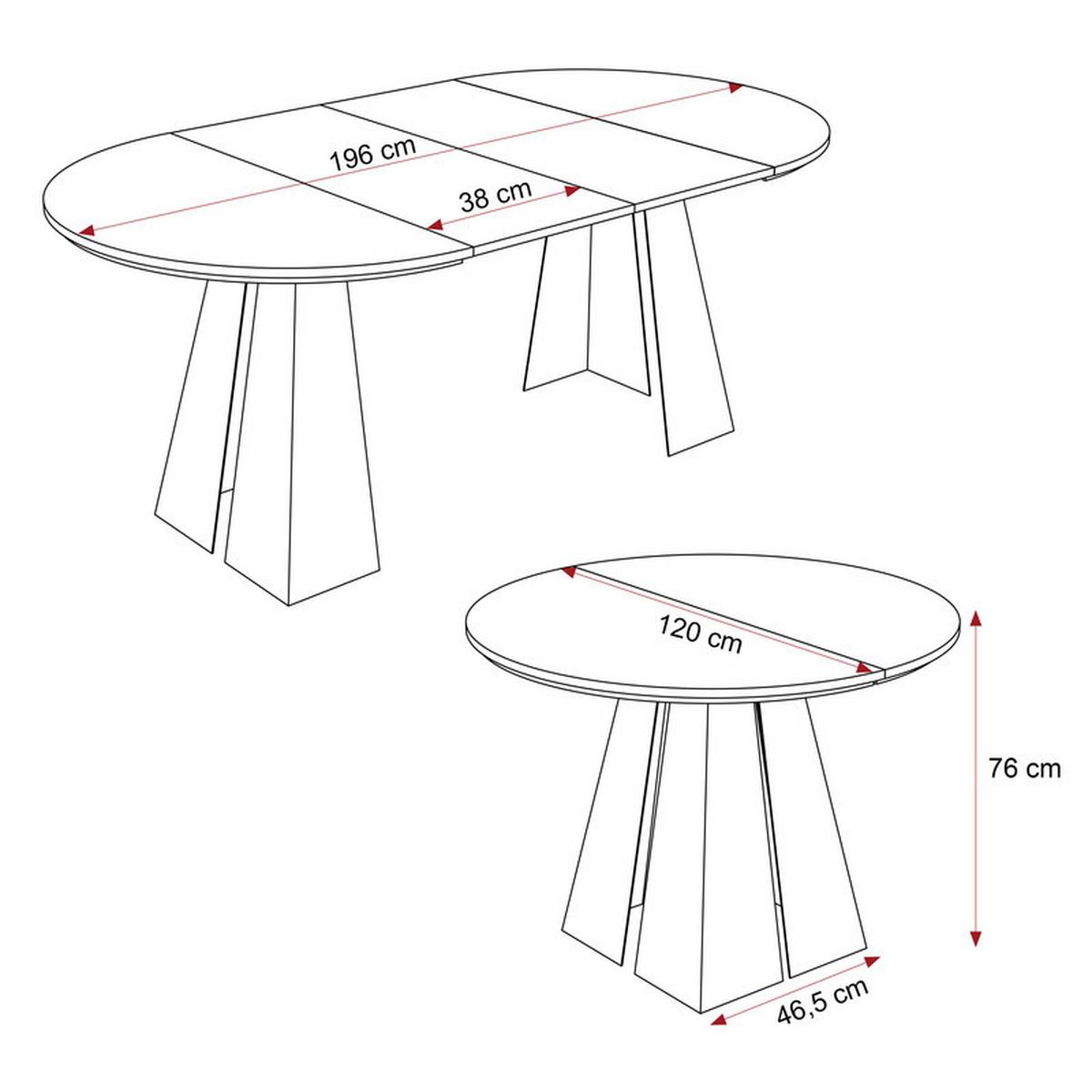 AUSZIEHTISCH FORTE 120/76 cm, Schwarz / Grigia Pietra (Steingrau) - Schwarz/Grau, Holzwerkstoff/Metall (120/120/76cm) - Idohome