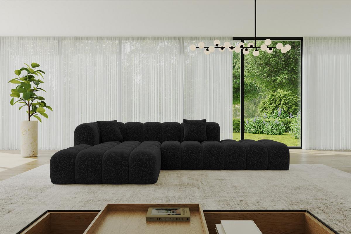 ECKSOFA Ottomane Links OLEA-L2 - 289x176x71 cm Schwarz - Schwarz, Holzwerkstoff/Kunststoff (289/176cm)