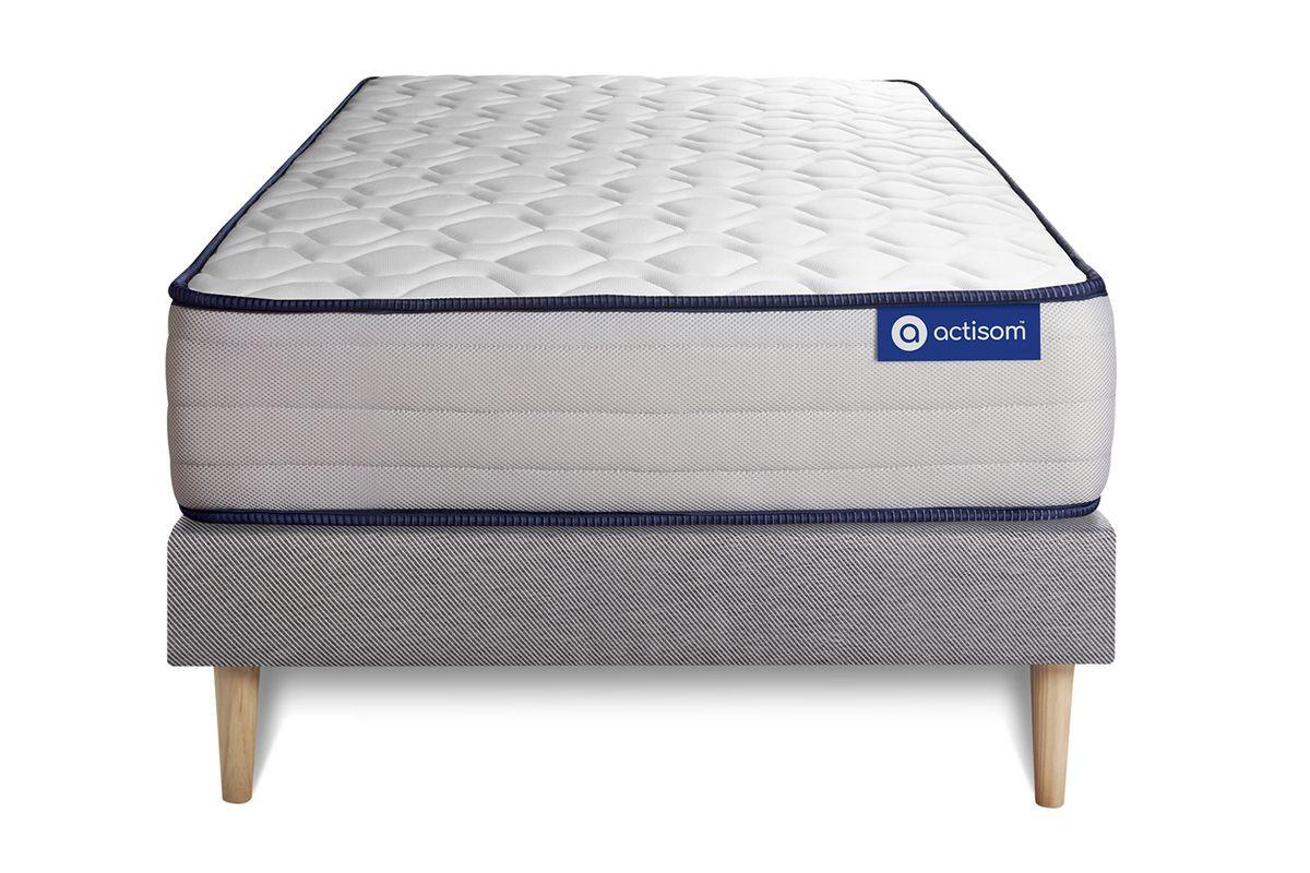 BETT Actimemo form Memory-Schaum 80 x 200 cm h3 - Kit Bettgestell Grau - Beige/Grau, Karton/Holz (80/200cm) - ACTISOM