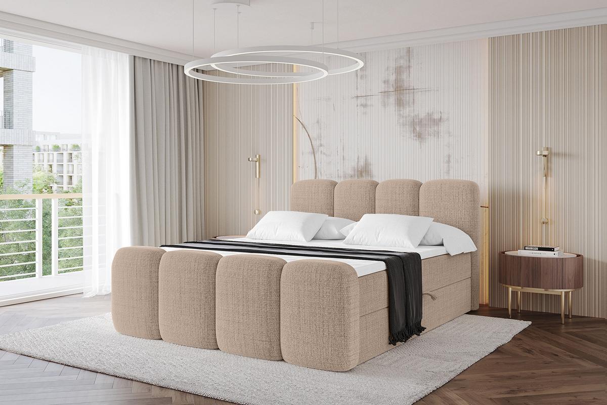 BOXBETT mit Matratze H4 und Lattenrost - NINA-Z - 200x200 cm - Dunkelbeige - Cappuccino, Holzwerkstoff (200/200cm)