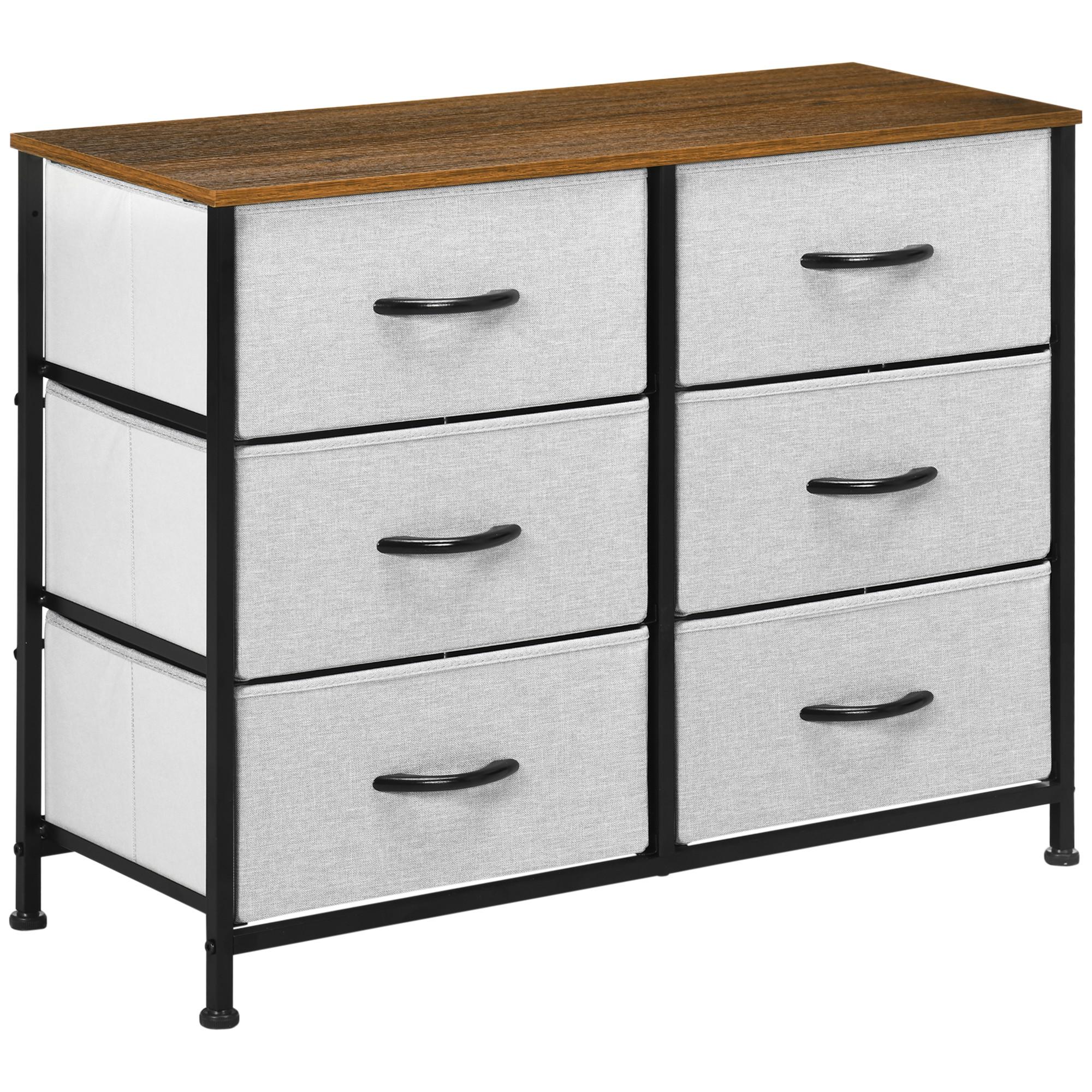 KOMMODE Sideboard, Griff, Grau - Grau, Textil (30/62.5/80cm) - HOMCOM