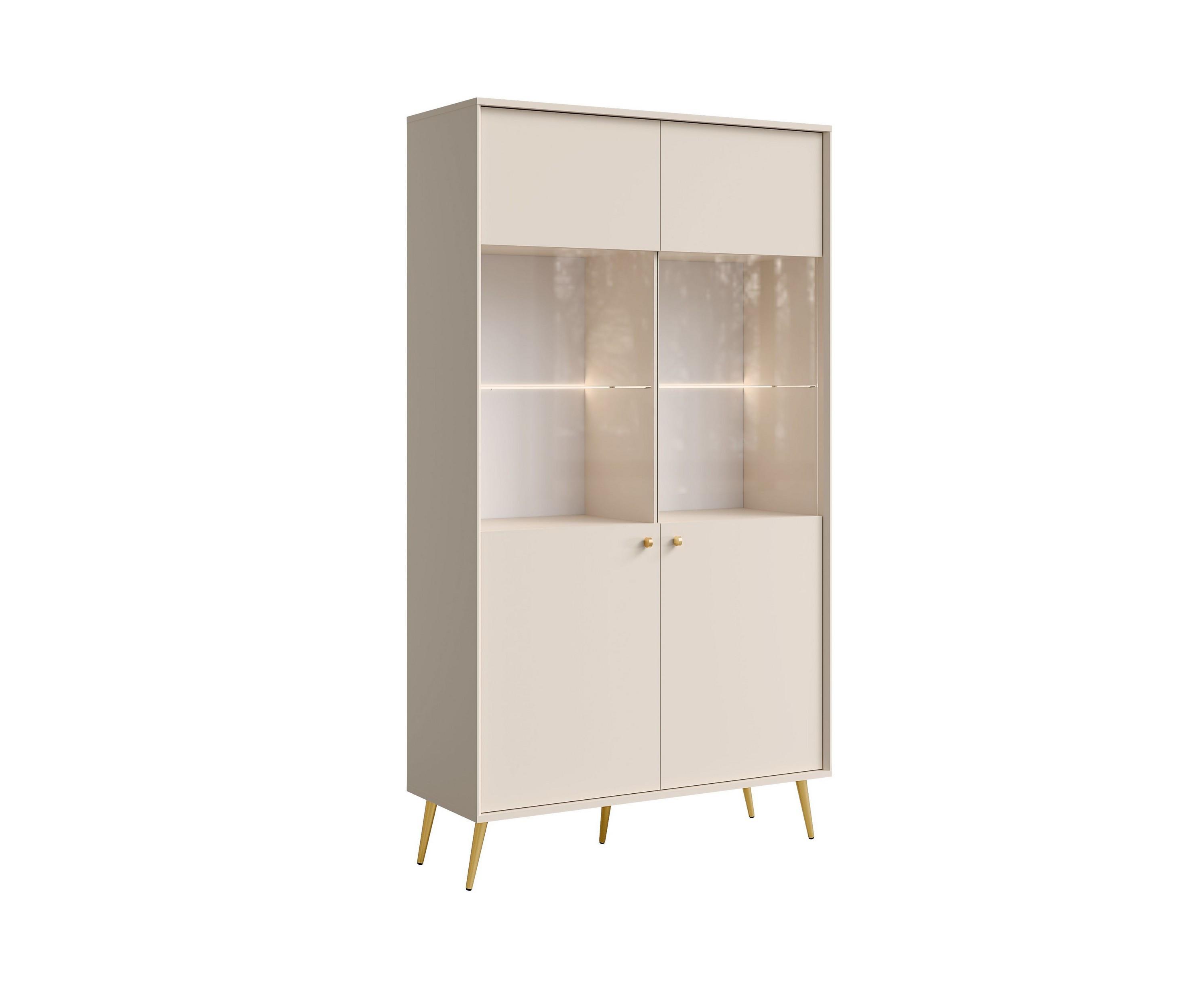 VITRINE SFERA 191,2/105,5 cm in Beige - Beige, Holzwerkstoff (105.5/191.2/40.5cm) - MASSENO