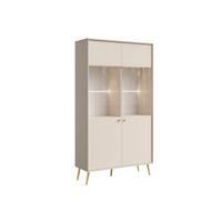 VITRINE SFERA 191,2/105,5 cm in Beige - Beige, Holzwerkstoff (105.5/191.2/40.5cm) - MASSENO
